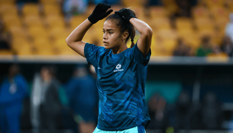 L'internationale australienne Mary Fowler joue aujourd'hui à Manchester City. © Patrick Hamilton / AFP