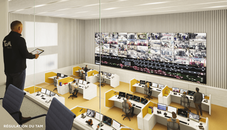 Régulation du TaM dans un espace dédié de l'Hôtel des sécurités © Groupe 6 architectures et Archi Graphi